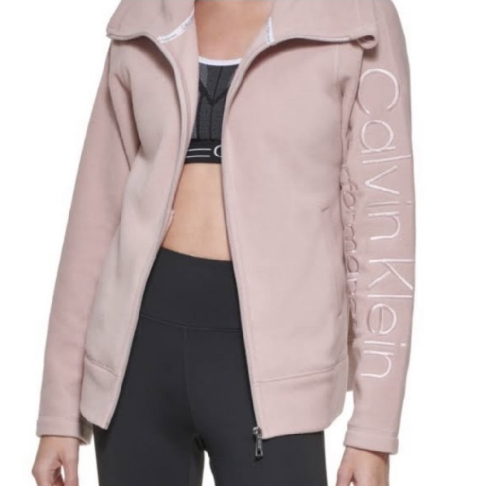 Calvin Klein long sleeve zipper athletic fleece jacket similar to Lululemon